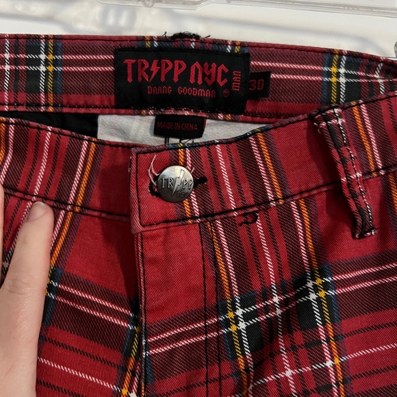 Tripp NYC Daang Goodman Red Plaid Pants Simple Size 30 - Picture 3 of 7